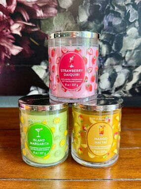 NEW 3-Pc Single Wick Candles Bath & Body Works TRIO